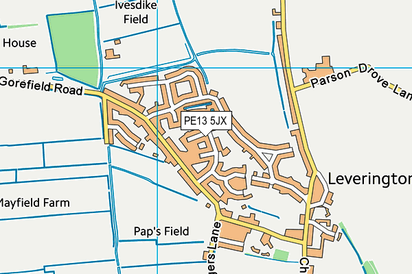 PE13 5JX map - OS VectorMap District (Ordnance Survey)