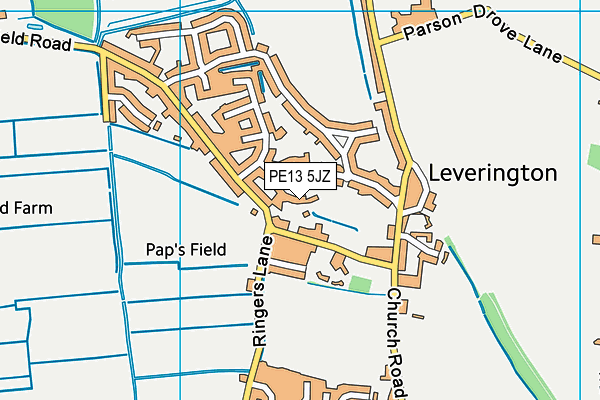 PE13 5JZ map - OS VectorMap District (Ordnance Survey)