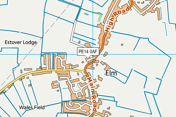 PE14 0AF map - OS VectorMap District (Ordnance Survey)