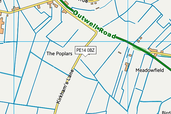 PE14 0BZ map - OS VectorMap District (Ordnance Survey)