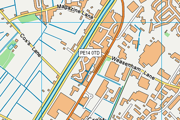 PE14 0TD map - OS VectorMap District (Ordnance Survey)
