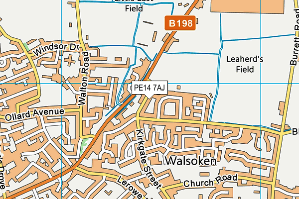 PE14 7AJ map - OS VectorMap District (Ordnance Survey)