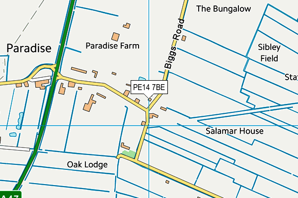 PE14 7BE map - OS VectorMap District (Ordnance Survey)