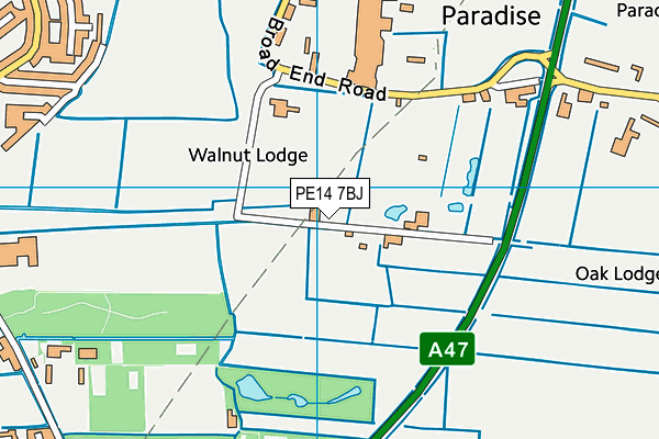 PE14 7BJ map - OS VectorMap District (Ordnance Survey)