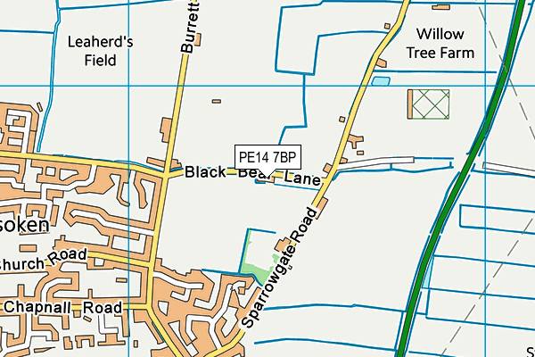 PE14 7BP map - OS VectorMap District (Ordnance Survey)