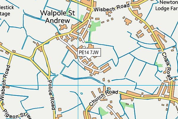 PE14 7JW map - OS VectorMap District (Ordnance Survey)