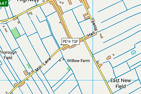 PE14 7QF map - OS VectorMap District (Ordnance Survey)