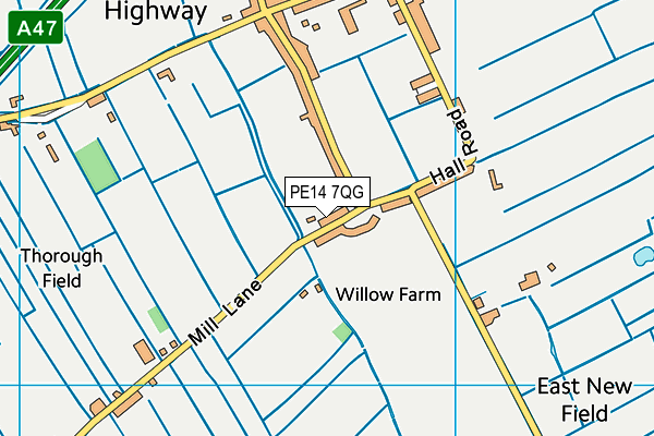 PE14 7QG map - OS VectorMap District (Ordnance Survey)