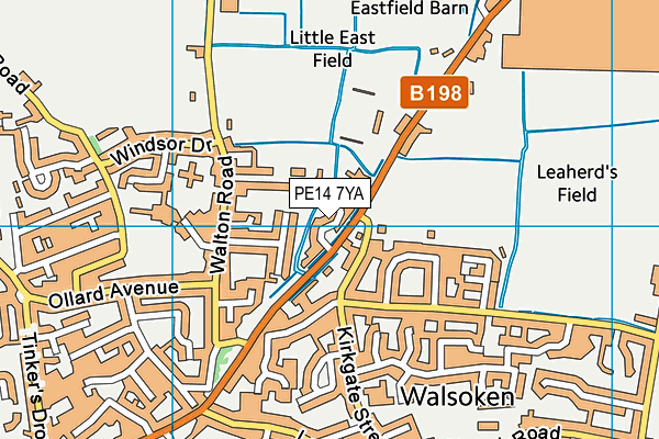 PE14 7YA map - OS VectorMap District (Ordnance Survey)