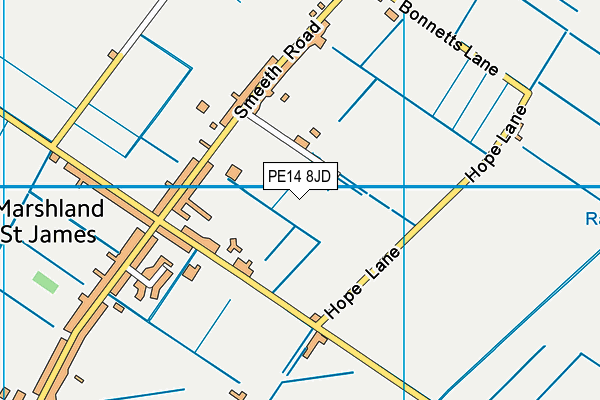 PE14 8JD map - OS VectorMap District (Ordnance Survey)