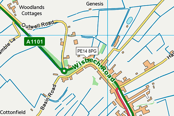 PE14 8PG map - OS VectorMap District (Ordnance Survey)