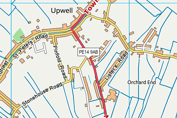 Upwell Playing Field map (PE14 9AB) - OS VectorMap District (Ordnance Survey)