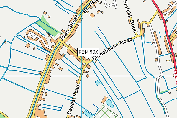 PE14 9DX map - OS VectorMap District (Ordnance Survey)