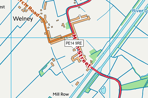 PE14 9RE map - OS VectorMap District (Ordnance Survey)