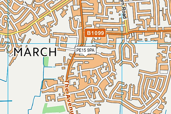 PE15 9PA map - OS VectorMap District (Ordnance Survey)