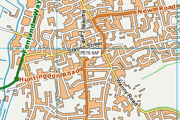 PE16 6AF map - OS VectorMap District (Ordnance Survey)