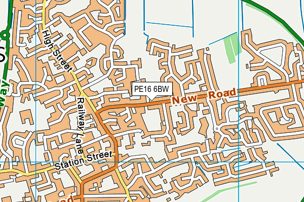 PE16 6BW map - OS VectorMap District (Ordnance Survey)