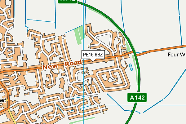 PE16 6BZ map - OS VectorMap District (Ordnance Survey)