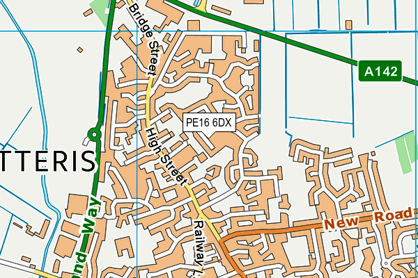 PE16 6DX map - OS VectorMap District (Ordnance Survey)