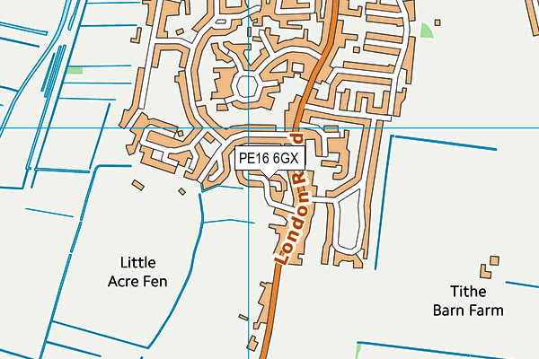 PE16 6GX map - OS VectorMap District (Ordnance Survey)