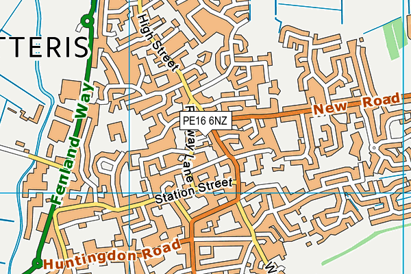 PE16 6NZ map - OS VectorMap District (Ordnance Survey)