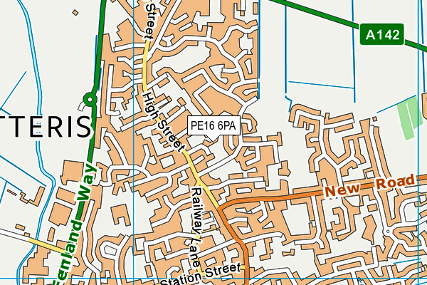 PE16 6PA map - OS VectorMap District (Ordnance Survey)
