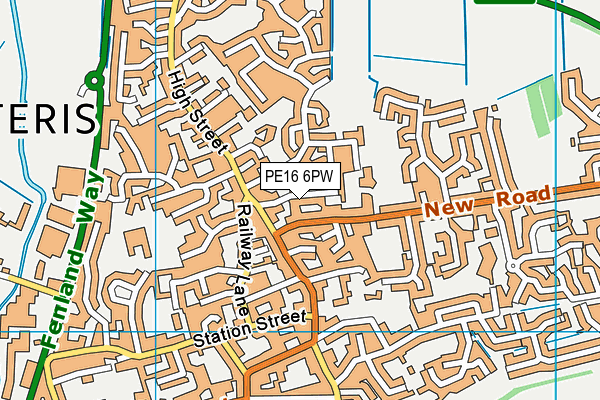 PE16 6PW map - OS VectorMap District (Ordnance Survey)