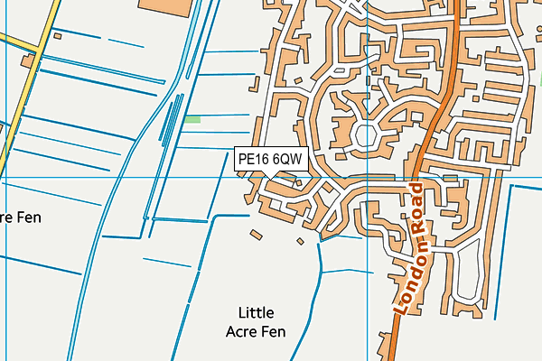 PE16 6QW map - OS VectorMap District (Ordnance Survey)