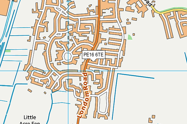PE16 6TE map - OS VectorMap District (Ordnance Survey)