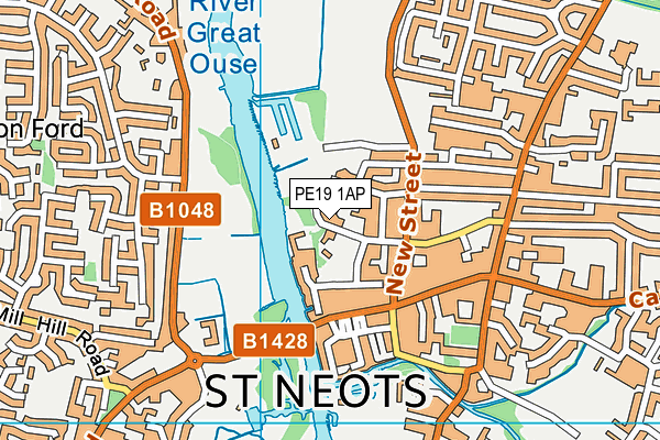 St Neots Tennis Club map (PE19 1AP) - OS VectorMap District (Ordnance Survey)