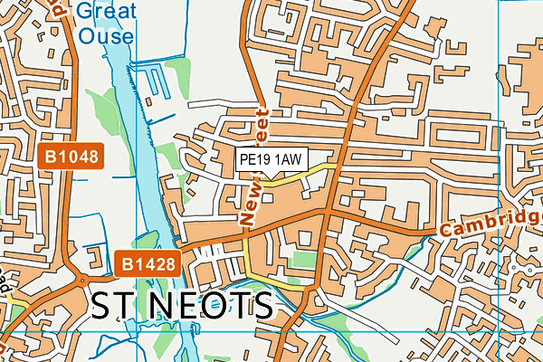 PE19 1AW map - OS VectorMap District (Ordnance Survey)