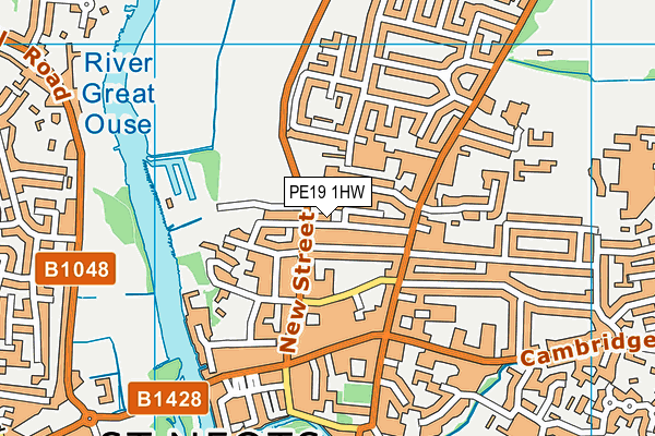 PE19 1HW map - OS VectorMap District (Ordnance Survey)