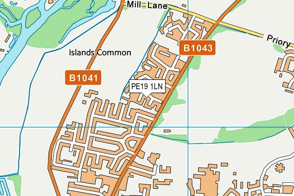 Priory Park (St Neots) map (PE19 1LN) - OS VectorMap District (Ordnance Survey)