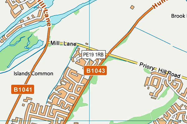 PE19 1RB map - OS VectorMap District (Ordnance Survey)