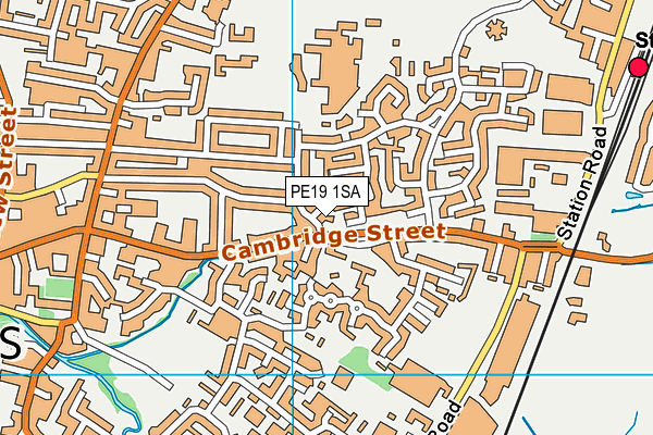PE19 1SA map - OS VectorMap District (Ordnance Survey)