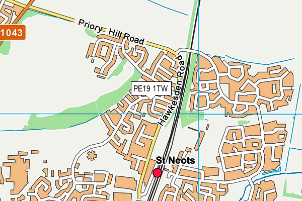 PE19 1TW map - OS VectorMap District (Ordnance Survey)