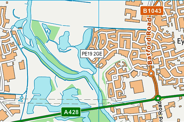 PE19 2GE map - OS VectorMap District (Ordnance Survey)