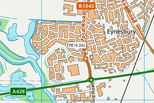 PE19 2HJ map - OS VectorMap District (Ordnance Survey)