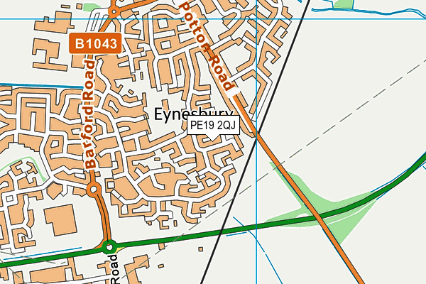 PE19 2QJ map - OS VectorMap District (Ordnance Survey)