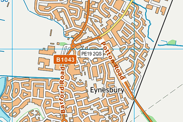 PE19 2QS map - OS VectorMap District (Ordnance Survey)