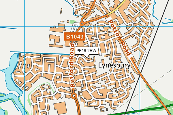 PE19 2RW map - OS VectorMap District (Ordnance Survey)