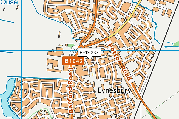 PE19 2RZ map - OS VectorMap District (Ordnance Survey)
