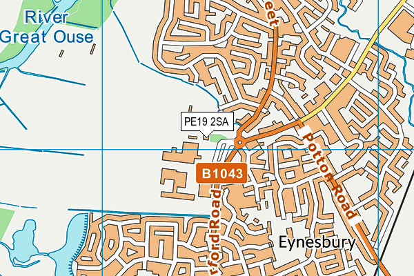 One Leisure St Neots map (PE19 2SA) - OS VectorMap District (Ordnance Survey)
