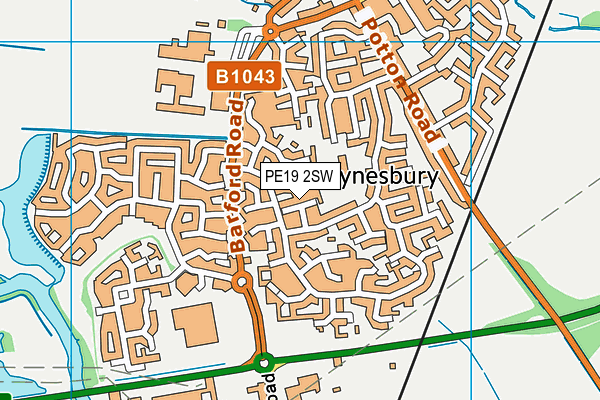 PE19 2SW map - OS VectorMap District (Ordnance Survey)