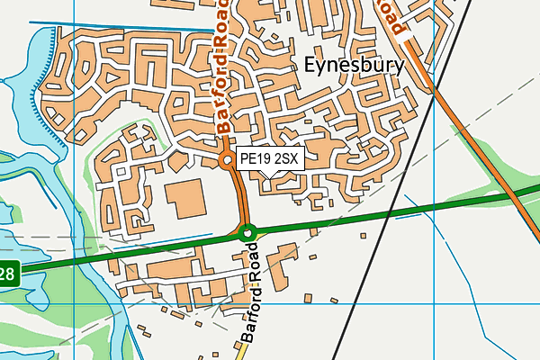 PE19 2SX map - OS VectorMap District (Ordnance Survey)