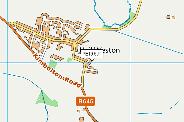 Hail Weston Playing Fields map (PE19 5JT) - OS VectorMap District (Ordnance Survey)