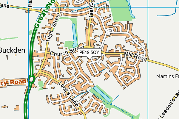 PE19 5QY map - OS VectorMap District (Ordnance Survey)