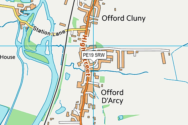 PE19 5RW map - OS VectorMap District (Ordnance Survey)