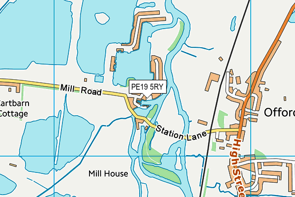 PE19 5RY map - OS VectorMap District (Ordnance Survey)