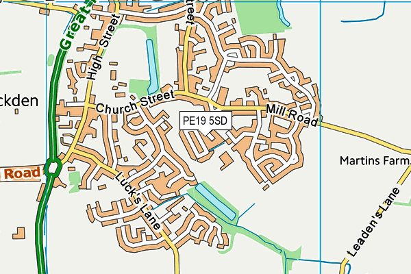 PE19 5SD map - OS VectorMap District (Ordnance Survey)